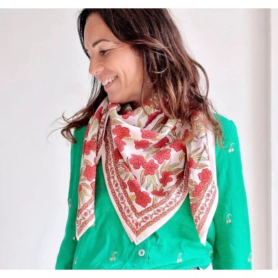 SO FAMILY Foulard Jaipur Grenat.