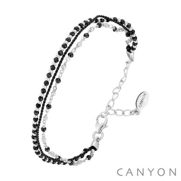 CANYON France Bracelet 3 rangs Noir Argent.