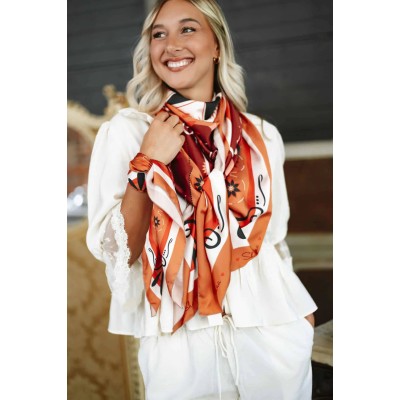 Shanna Foulard Carré Love Brique.