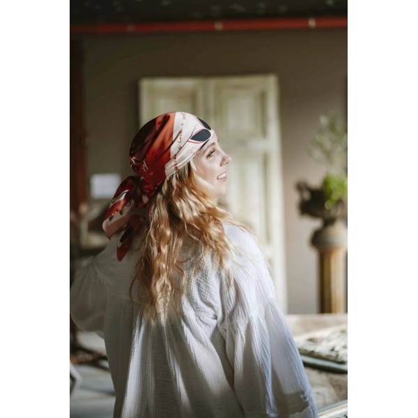 Shanna Foulard Mini Carré Love Brique.