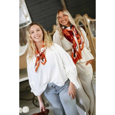 Shanna Foulard Mini Carré Love Brique.