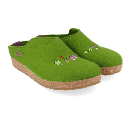 HAFLINGER - Chaussons Grizzly "Jardin" - Vert pomme